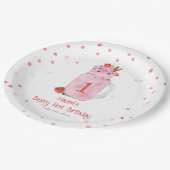 Berry First Birthday Party Smoothie Papieren Bordje (Gekanteld)