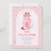 Berry First Birthday Party Smoothie Pink Kaart (Voorkant)