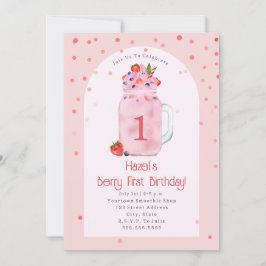 Berry First Birthday Party Smoothie Pink Kaart