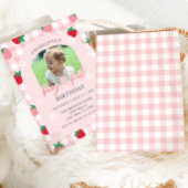Berry First Birthday Photo Invitation Kaart