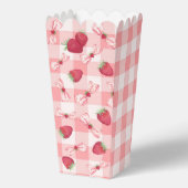 Berry First Birthday Red Gingham Bows Square Bedankdoosjes (Achterkant)