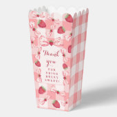 Berry First Birthday Red Gingham Bows Square Bedankdoosjes (Voorkant)