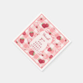 Berry First Birthday Red Gingham Strawberry Bows Servet (Hoek)