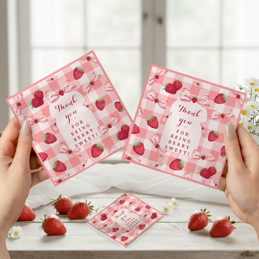 Berry First Birthday Red Gingham Strawberry Bows Servet