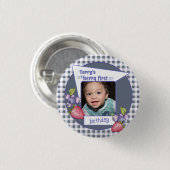 Berry First Birthday Ronde Button 3,2 Cm (Voorkant /achterkant)