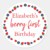 Berry First Birthday Ronde Sticker (Voorkant)