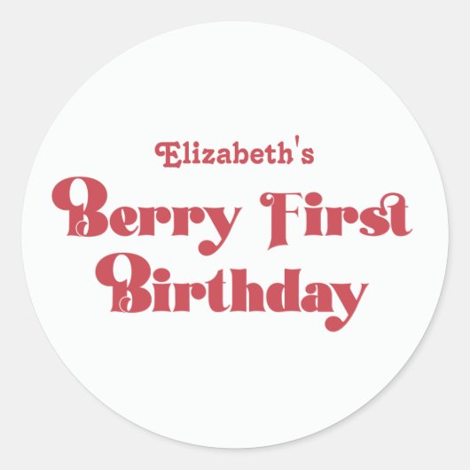 Berry First Birthday Ronde Sticker (Voorkant)