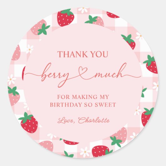 Berry First Birthday Round Sticker Labels (Voorkant)
