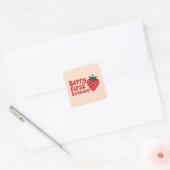 Berry First Birthday – Schattige aardbeienthema Vierkante Sticker (Envelop)