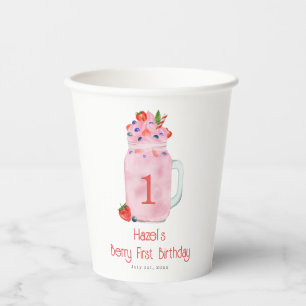 Berry First Birthday Smoothie Papieren Bekers