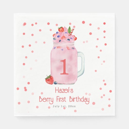 Berry First Birthday Smoothie Servet (Voorkant)