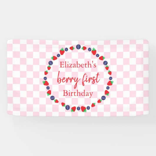 Berry First Birthday Spandoek (Horizontaal)