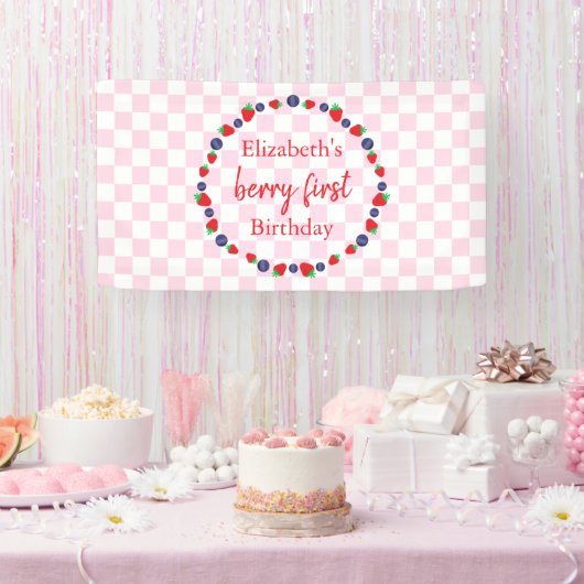 Berry First Birthday Spandoek (Feest)