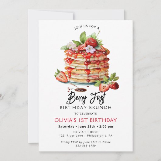Berry First Birthday Spring Summer Uitnodiging (Voorkant)