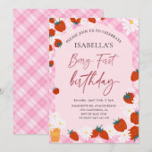 Berry First Birthday Strawberry 1st Birthday Girl Kaart (Voorkant / Achterkant)