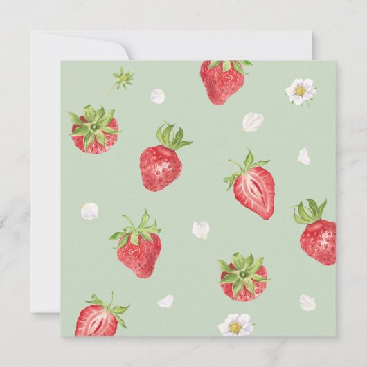 Berry First Birthday Strawberry Arch Square Kaart (Achterkant)