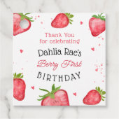 Berry First Birthday Strawberry Bedankjes Labels (Voorkant)
