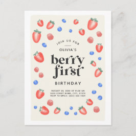 Berry First Birthday Strawberry Birthday Briefkaart