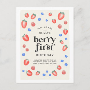 Berry First Birthday Strawberry Birthday Briefkaart