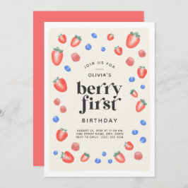 Berry First Birthday Strawberry Birthday Kaart