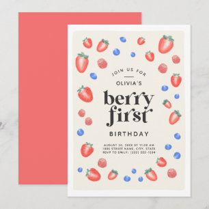 Berry First Birthday Strawberry Birthday Kaart