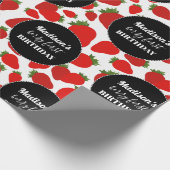 Berry First Birthday Strawberry Birthday Party Cadeaupapier (Hoek)