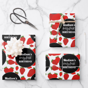 Berry First Birthday Strawberry Birthday Party Inpakpapier Vel