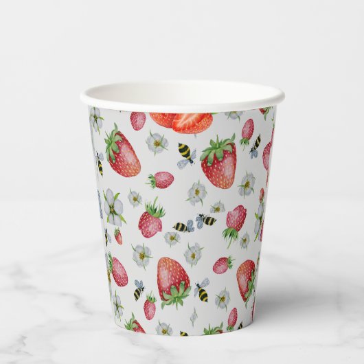 Berry First Birthday Strawberry Birthday Party Papieren Bekers (Achterkant)