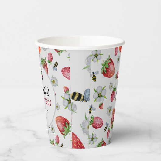 Berry First Birthday Strawberry Birthday Party Papieren Bekers (Links)