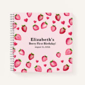 Berry First Birthday Strawberry Custom Guest Book Notitieboek (Voorkant)