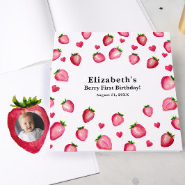 Berry First Birthday Strawberry Custom Photo Gastenboek