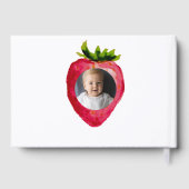 Berry First Birthday Strawberry Custom Photo Gold Gastenboek (Achterkant)