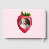 Berry First Birthday Strawberry Custom Photo Gold Gastenboek (Achterkant)