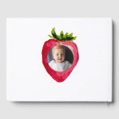 Berry First Birthday Strawberry Custom Photo Gold Gastenboek (Achterkant)