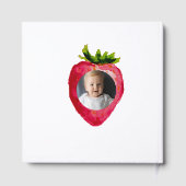 Berry First Birthday Strawberry Custom Photo Gold Gastenboek (Achterkant)