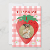 Berry First Birthday Strawberry Eerste 1e foto Kaart (Achterkant)