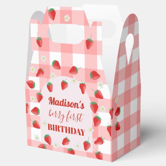 Berry First Birthday Strawberry Eerste 1e Welkom Bedankdoosjes (Geopend)