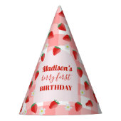 Berry First Birthday Strawberry Eerste 1e Welkom Feesthoedjes (Voorkant)