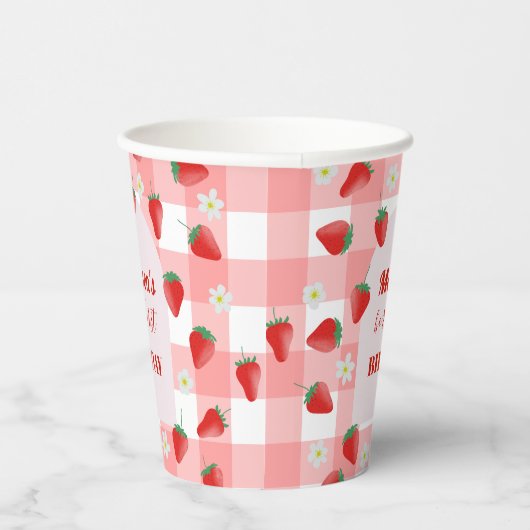 Berry First Birthday Strawberry Eerste 1e Welkom Papieren Bekers (Rechts)