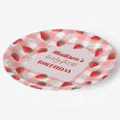 Berry First Birthday Strawberry Eerste 1e Welkom Papieren Bordje (Gekanteld)