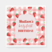 Berry First Birthday Strawberry Eerste 1e Welkom Servet (Voorkant)