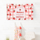 Berry First Birthday Strawberry Eerste 1e Welkom Spandoek (Insitu)