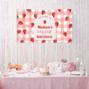Berry First Birthday Strawberry Eerste 1e Welkom Spandoek