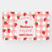 Berry First Birthday Strawberry Eerste 1e Welkom Spandoek (Horizontaal)