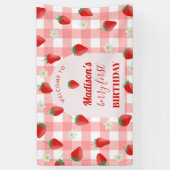Berry First Birthday Strawberry Eerste 1e Welkom Spandoek (Verticaal)