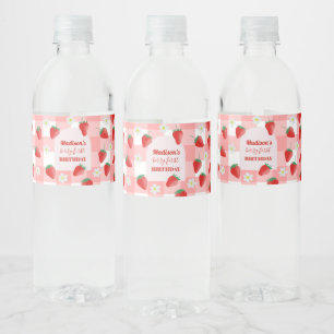 Berry First Birthday Strawberry Eerste 1e Welkom Waterfles Etiket