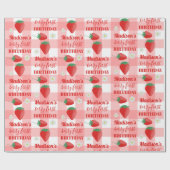 Berry First Birthday Strawberry First 1e naam Cadeaupapier (Vlak)