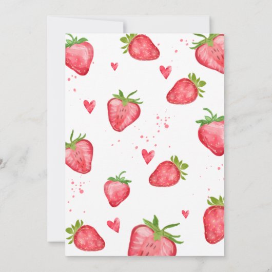 Berry First Birthday Strawberry Invitation Kaart (Achterkant)