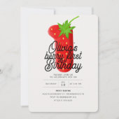 Berry First Birthday Strawberry Kaart (Voorkant)