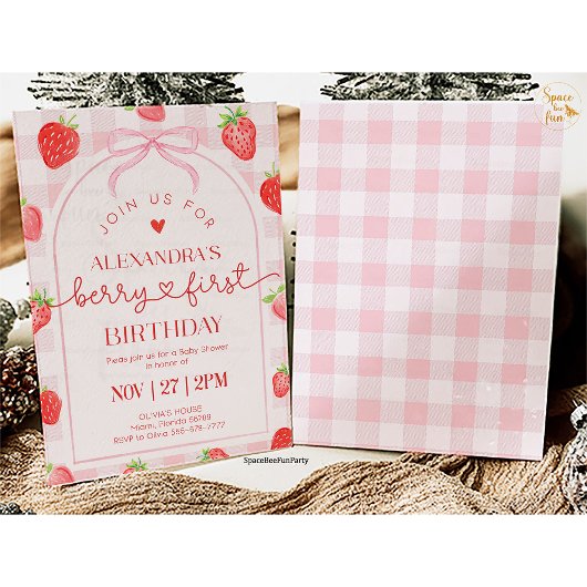 Berry First Birthday Strawberry Kaart